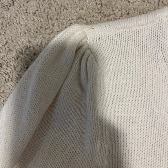 LOFT Puff Sleeve Button Sweater - Picture 4 of 8